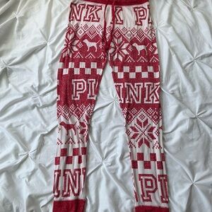 Victoria's Secret PINK Red and White Knit Leggings